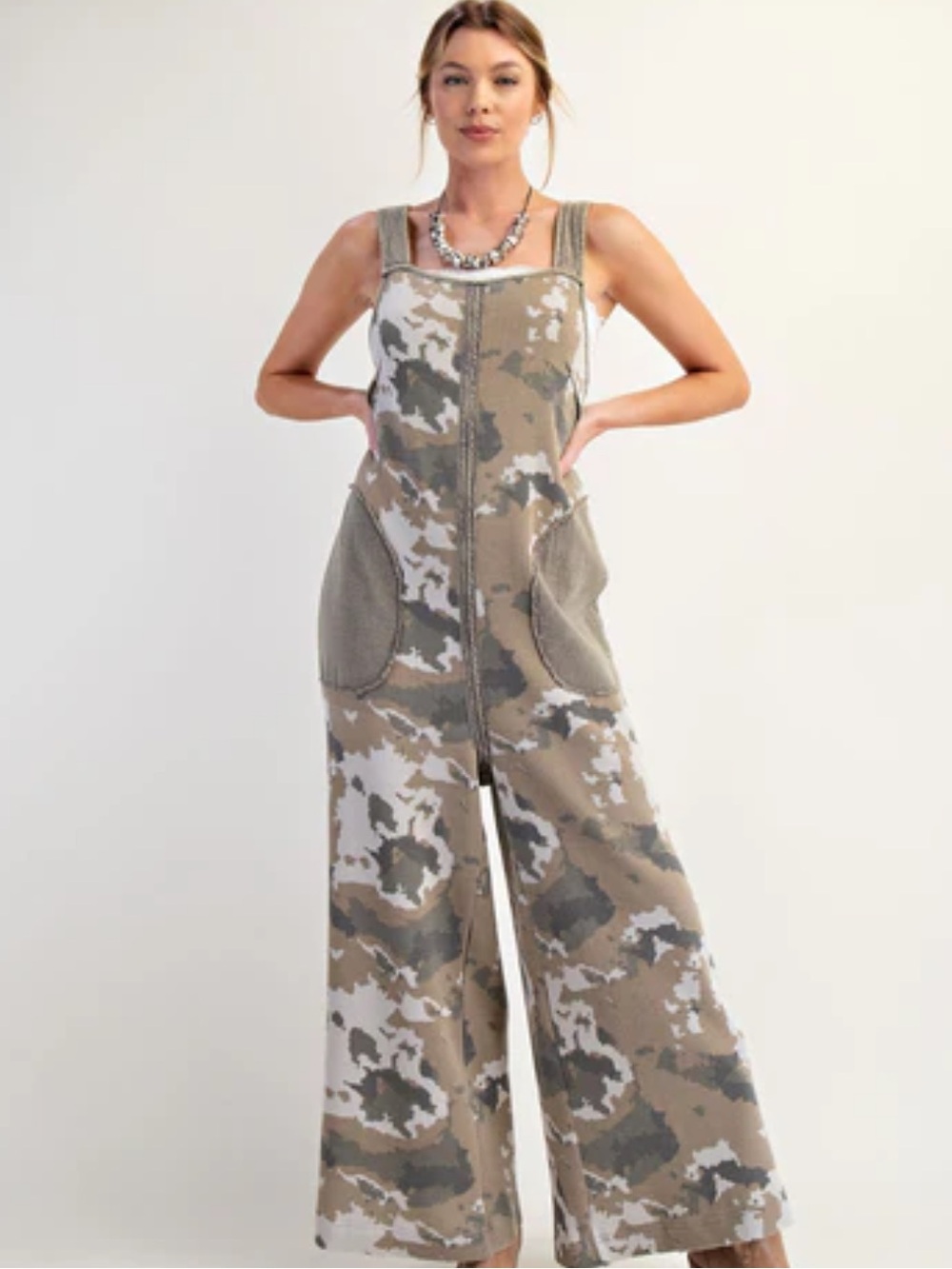 Easel camouflage-printed thermal knit jumpsuit